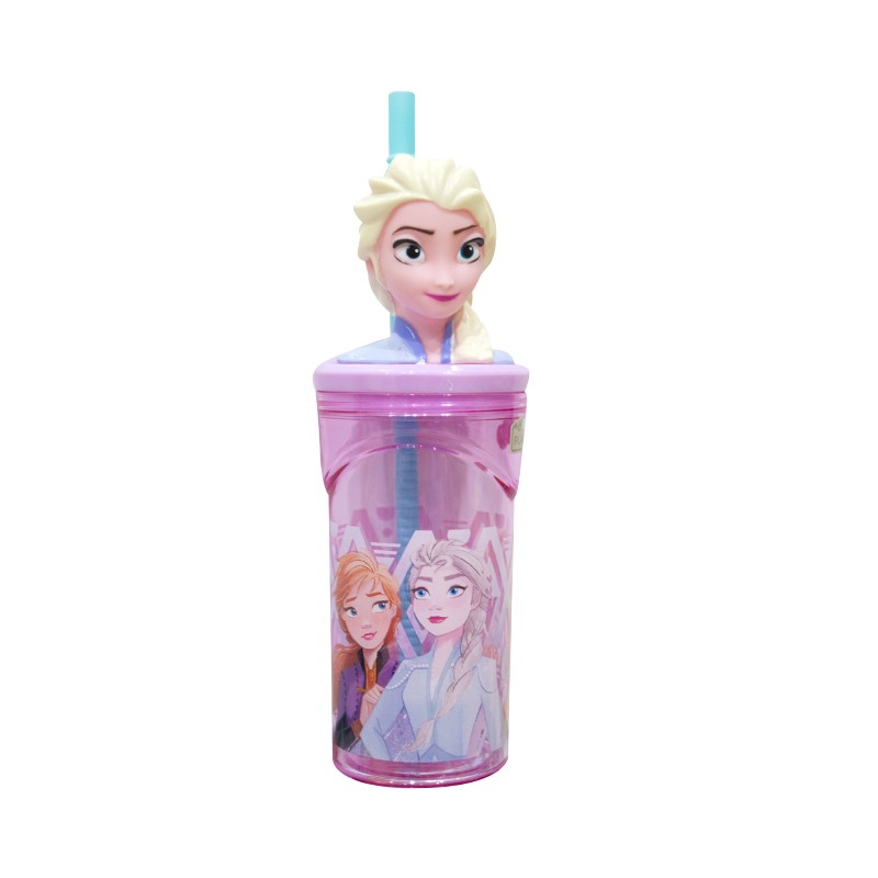 Bicchiere con cannuccia 360ml Frozen 3D